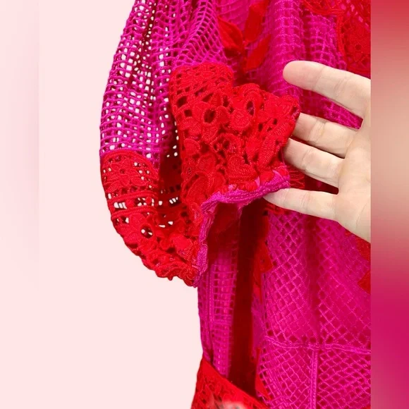 Farm Rio Guipuire Bicolor Maxi Dress, L - Picture 3 of 9